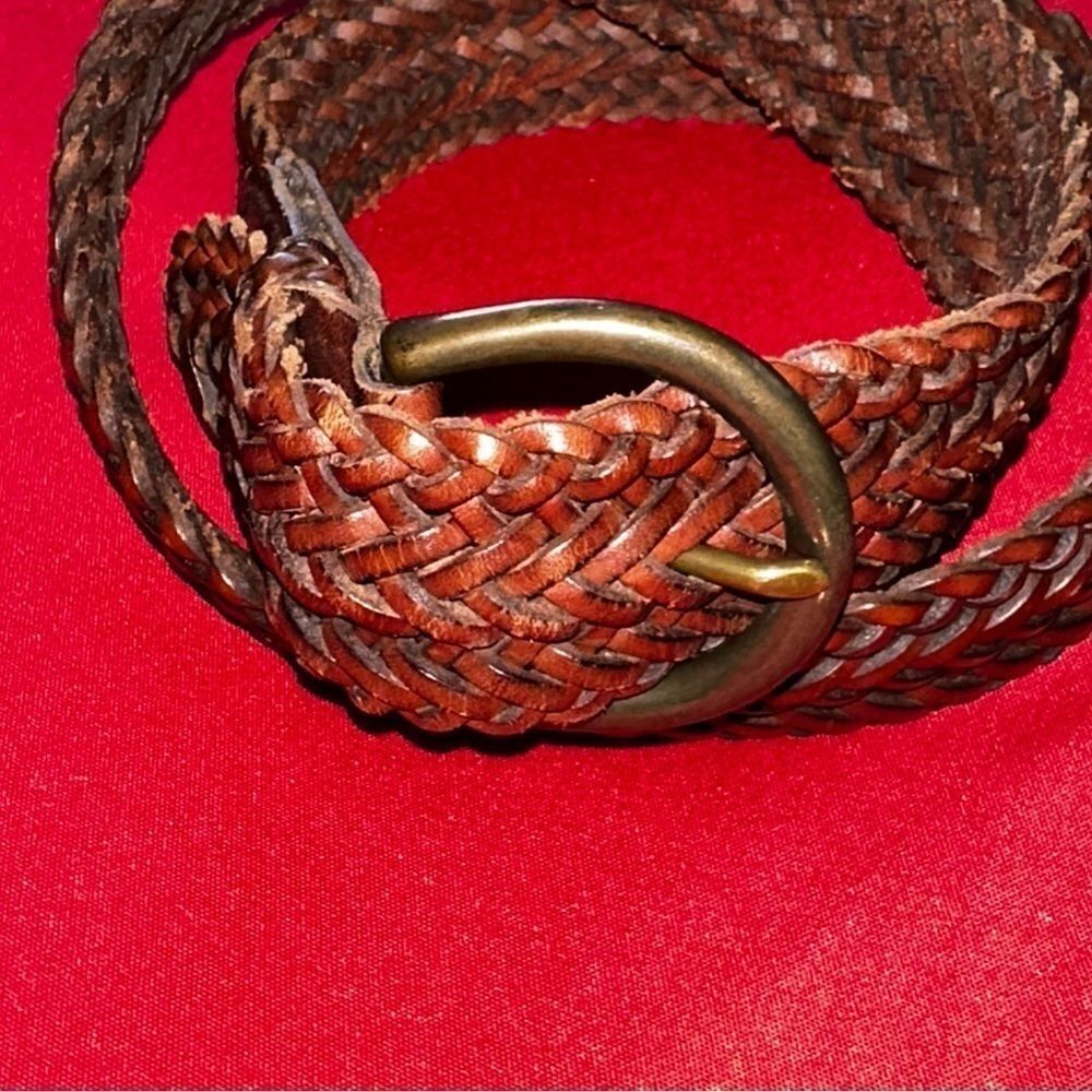 EDIE Bauer leather woven belt sz M